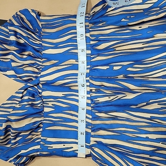 Rachel Zoe, Size 0 Cobalt Blue and Camel Abstract Striped Halter Dress 100% Silk - Picture 10 of 16